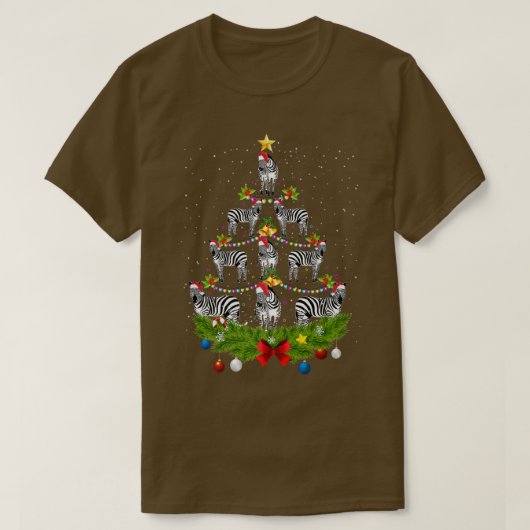 ゼブラクリスマスツリーギフトサンタハットゼブラクリスマス Tシャツ (デザイン正面)
