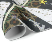 ゼブラクリスマスツリーコラージュ ラッピングペーパー (ロールコーナー)