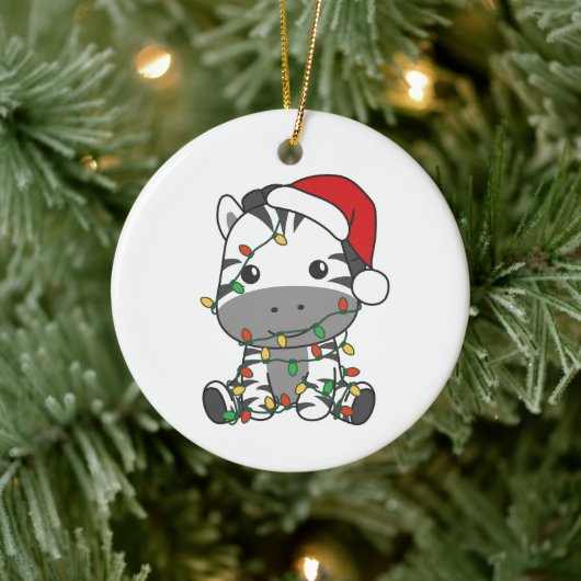 ゼブラクリスマス冬の動物の休日ゼブラ セラミックオーナメント (ツリー)