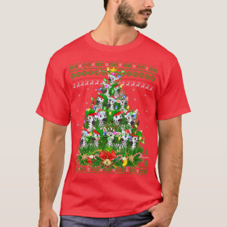 ゼブラクリスマス照明ツリーサンタゼブラ醜いクリスマ Tシャツ