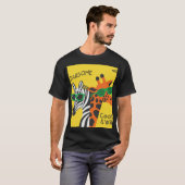 ゼブラクールキリン漫画イラストレーション Tシャツ (正面フル)