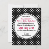 ゼブラグリッター&水玉模様ズフォトスイート16ピンク 招待状 (裏面)