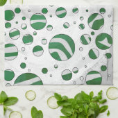 ゼブラグリーンアンドホワイト水玉模様 キッチンタオル (折り畳み)