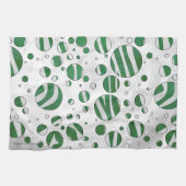 ゼブラグリーンアンドホワイト水玉模様 キッチンタオル (横)