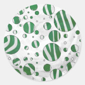 ゼブラグリーンアンドホワイト水玉模様 ラウンドシール (正面)