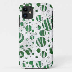 ゼブラグリーンアンドホワイト水玉模様 iPhone 11 ケース