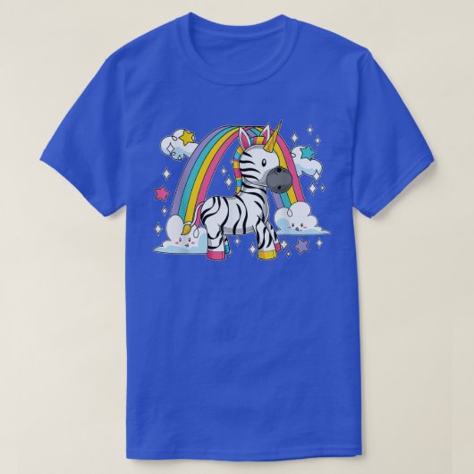 ゼブラコーンアフリカ動物園の動物の虹のおとぎ話Unic Tシャツ (デザイン正面)