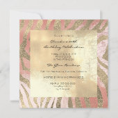 ゼブラサファリアニマルスキンピンクローズ赤面金ゴールド 招待状 (正面)