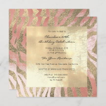 ゼブラサファリアニマルスキンピンクローズ赤面金ゴールド