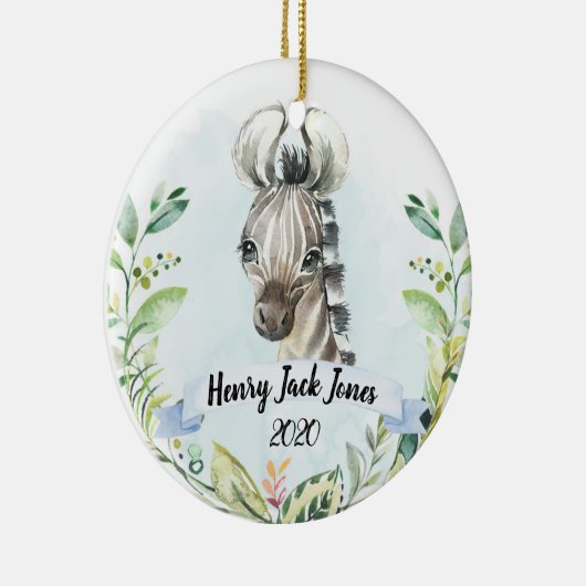 ゼブラサファリアニマルマイ初めてのクリスマスボーイ セラミックオーナメント (右)