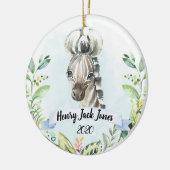 ゼブラサファリアニマルマイ初めてのクリスマスボーイ セラミックオーナメント (左)