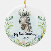 ゼブラサファリアニマルマイ初めてのクリスマスボーイ セラミックオーナメント (裏面)