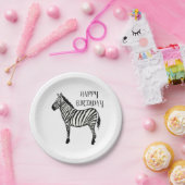 ゼブラサファリハッピーバースデーパーティープレート ペーパープレート (パーティー)