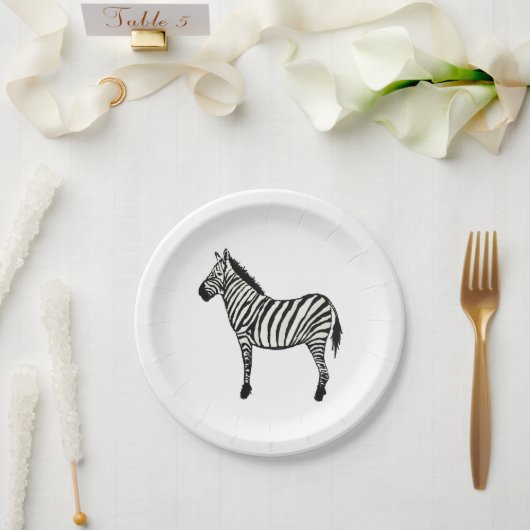 ゼブラサファリハッピーバースデーパーティープレート ペーパープレート (ウェディング)