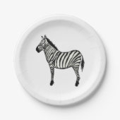 ゼブラサファリハッピーバースデーパーティープレート ペーパープレート (正面)