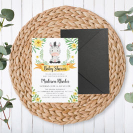 ゼブラサファリ水彩赤ちゃんシャワー 招待状