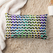 ゼブラシェブロンブラックアンドレインボープリント ランバークッション (ブランケット)