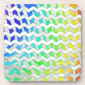 ゼブラシェブロンレインボーアンドホワイトプリント コースター (正面)