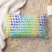 ゼブラシェブロンレインボーアンドホワイトプリント ランバークッション (ブランケット)