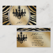 ゼブラシャンデリアジュエリーブラック金ゴールド 名刺 (正面/裏面)