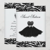 ゼブラシャンデリアゼブラSweet sixteen誕生日 招待状 (正面/裏面)