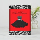 ゼブラシャンデリアレッドゼブラSweet sixteen誕生日 招待状 (スタンド正面)