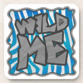 ゼブラシルエットブルーとホワイトデザイン コースター (正面)