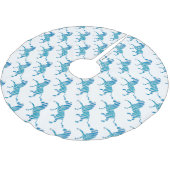 ゼブラシルエットブルーとホワイト ブラッシュドポリエステルツリースカート (アングル)