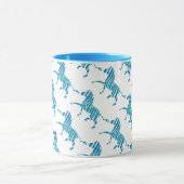 ゼブラシルエットブルーとホワイト マグカップ (中央)