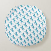 ゼブラシルエットブルーとホワイト ラウンドクッション (正面)
