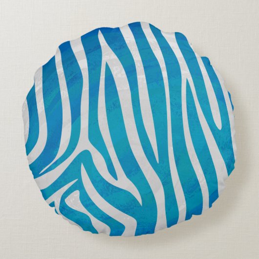 ゼブラシルエットブルーとホワイト ラウンドクッション (裏面)