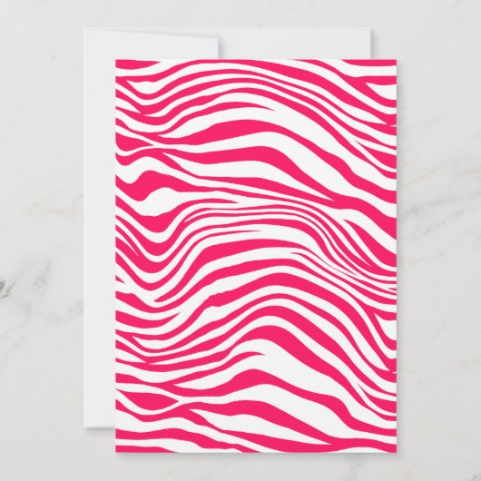 ゼブラジャングルサファリテーマピンクブラックストライプの子供 招待状 (裏面)