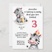 ゼブラジャングルサファリパーティー野生動物子供たち 招待状 (正面)