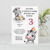 ゼブラジャングルサファリパーティー野生動物子供たち 招待状 (スタンド正面)