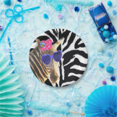 ゼブラジャングル動物のファッションモダン女 ペーパープレート (パーティー)