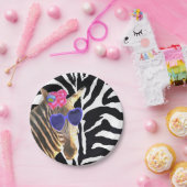 ゼブラジャングル動物のファッションモダン女 ペーパープレート (パーティー)