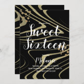 ゼブラスイート16グリッターフェイク金ゴールドとフォイルジオ 招待状 (正面/裏面)