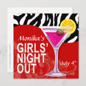 ゼブラスウープガールズナイトアウトカクテルパーティー 招待状 (正面/裏面)