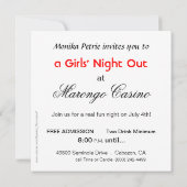 ゼブラスウープガールズナイトアウトカクテルパーティー 招待状 (裏面)