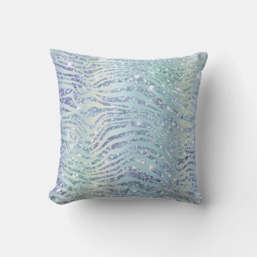 *~*ゼブラスキンダイヤモンドグリッターアニマルプリント青 クッション (正面)