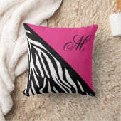 ゼブラスタイリッシュプリントアンドピンクモノグラム装飾用クッション クッション (ブランケット)