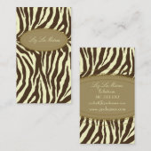 ゼブラスタイリッシュプリント、オリーブ+チョコレート 名刺 (正面/裏面)