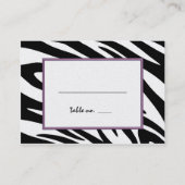 ゼブラストライプと紫のリボンのシーティングカード プレイスカード (裏面)