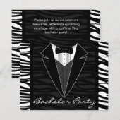 ゼブラストライプのタキシード　独身最後の夜の招待状 招待状 (正面/裏面)