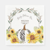 ゼブラストライプのホワイトカボチャひまわり赤ちゃんシャワー スタンダードランチョンナプキン (正面)
