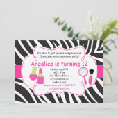 ゼブラストライプの誕生日パンパーパーティースリープバー 招待状 (スタンド正面)