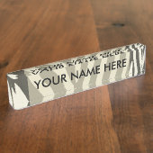 ゼブラストライプアニマルプリントパターン デスクネームプレート (側面)