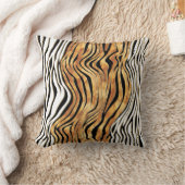 ゼブラストライプアニマルプリントブラック金ゴールドオレンジ白 クッション (ブランケット)