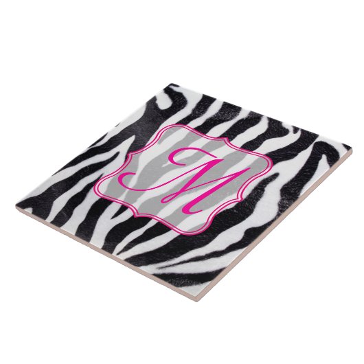 ゼブラストライプアニマルプリントモノグラム表示タイル タイル (側面)