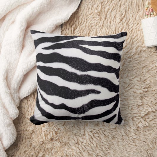 ゼブラストライプアニマルプリントワイルドスローカウチピロー クッション (ブランケット)